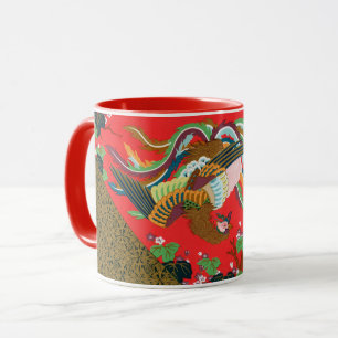 Vintage Red Japanese Phoenix Bird Art G.A. Audsley Mug
