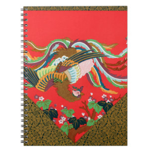 Vintage Red Japanese Phoenix Bird Art G.A. Audsley Notebook