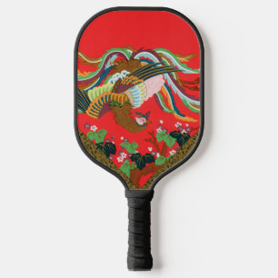 Vintage Red Japanese Phoenix Bird Art G.A. Audsley Pickleball Paddle