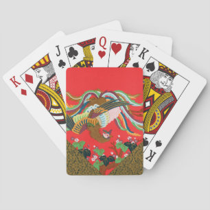 Vintage Red Japanese Phoenix Bird Art G.A. Audsley Playing Cards