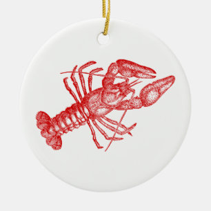 Vintage Red Lobster #1 Drawing Ceramic Tree Decoration