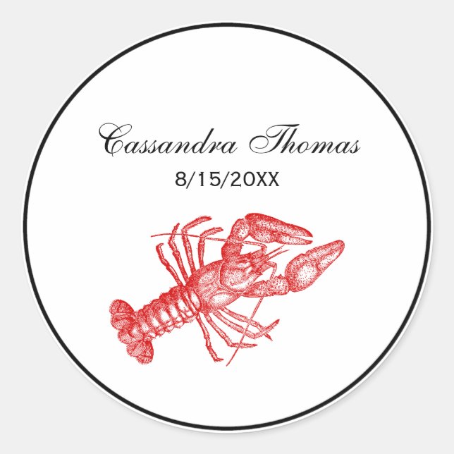 Vintage Red Lobster #1 Drawing Classic Round Sticker (Front)