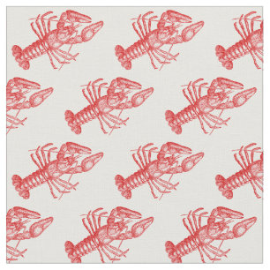 Vintage Red Lobster #1 Drawing Fabric