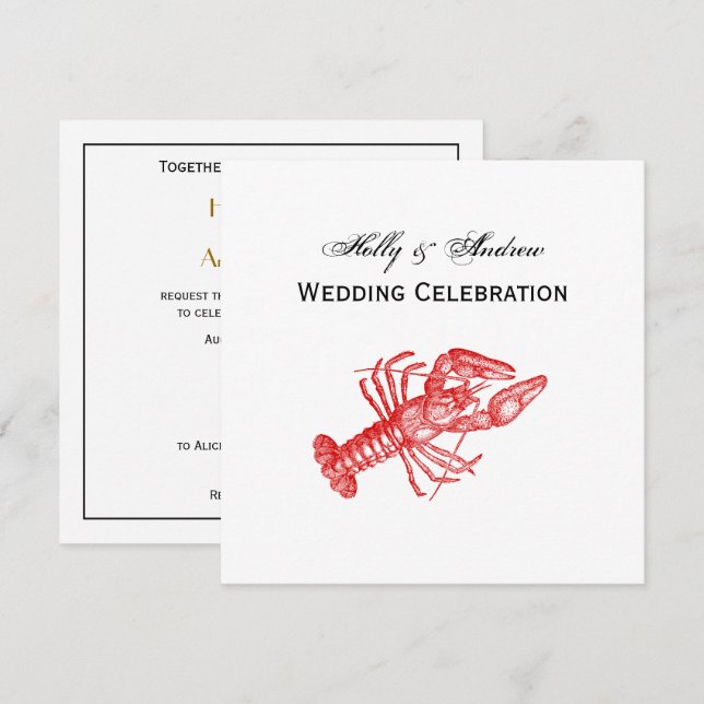 Vintage Red Lobster #1 Drawing Invitation (Front/Back)
