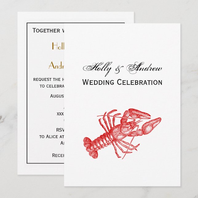 Vintage Red Lobster #1 Drawing Invitation (Front/Back)