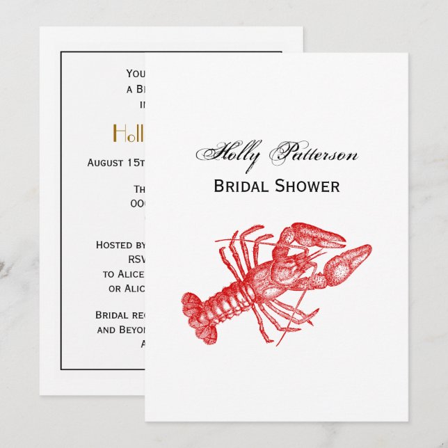 Vintage Red Lobster #1 Drawing Invitation (Front/Back)