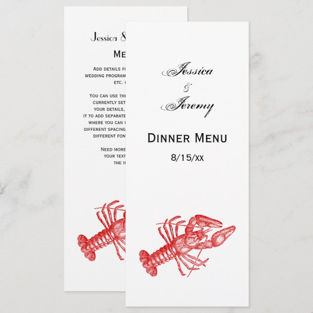 Vintage Red Lobster #1 Drawing Invitation (Front/Back)