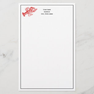 Vintage Red Lobster #1 Drawing Stationery
