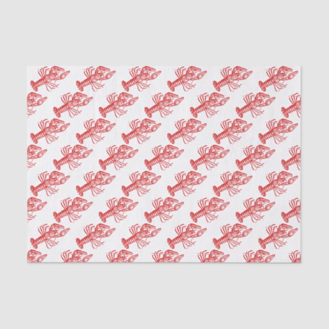 Vintage Red Lobster #1 Drawing Tissue Paper (Front)