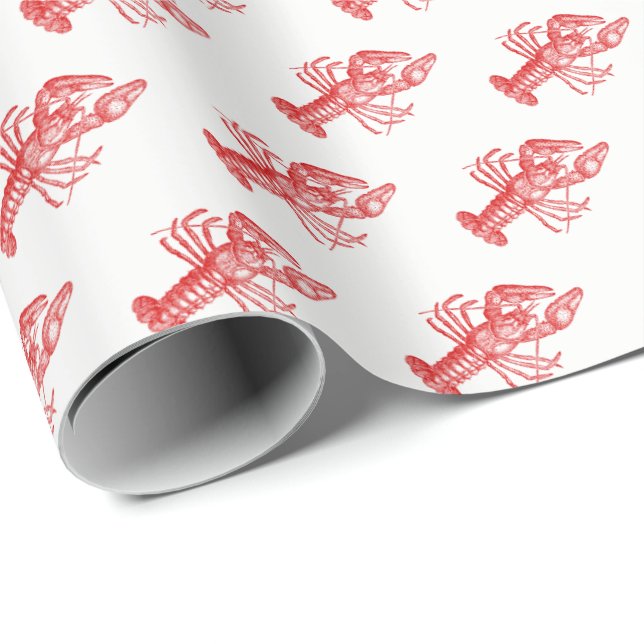 Vintage Red Lobster #1 Drawing Wrapping Paper (Roll Corner)