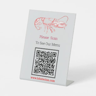 Vintage   red lobster  - QR  code Pedestal Sign