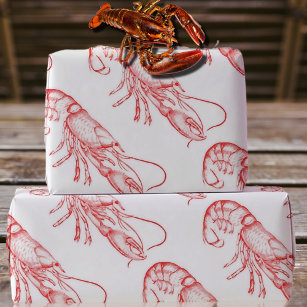 Vintage red  lobster - watercolor wrapping paper