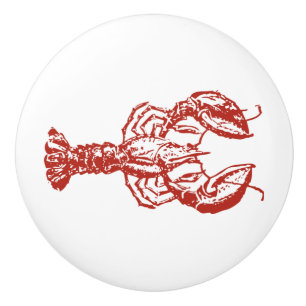 Vintage Red Lobster "Woodcut" Ceramic Knob