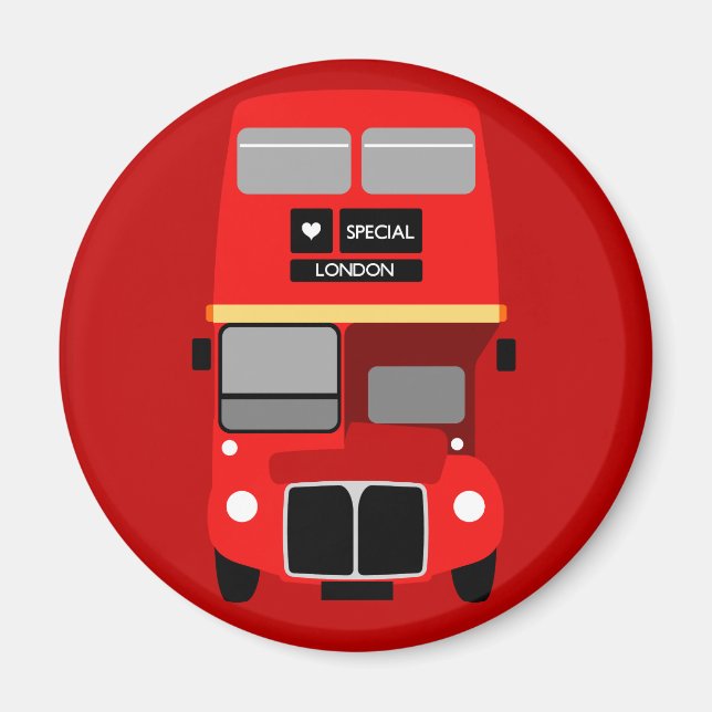 Vintage Red London Double Decker Routemaster Bus Magnet (Front)