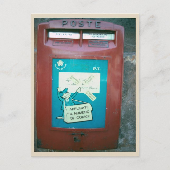 Vintage red mailbox in Rome photo Postcard (Front)