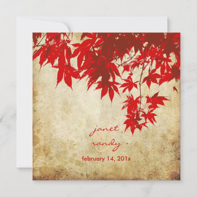 Vintage Red Maple Leaves/fall invitations (Front)