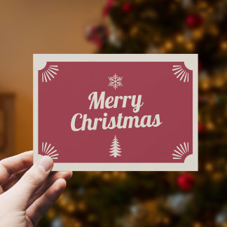 Vintage Red Merry Christmas Holiday Card