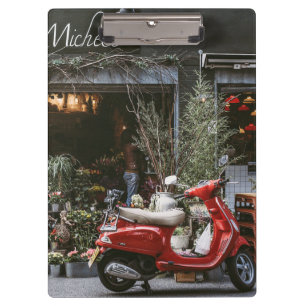 Vintage Red Motor Scooter Clipboard