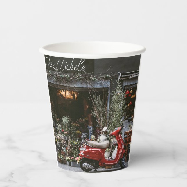 Vintage Red Motor Scooter           Paper Cups (Front)