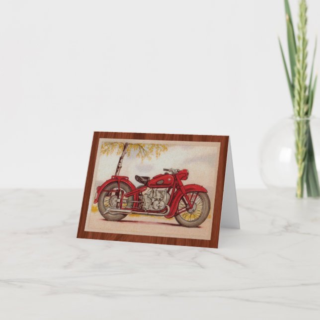 Vintage Red Motorcycle Card (Front)