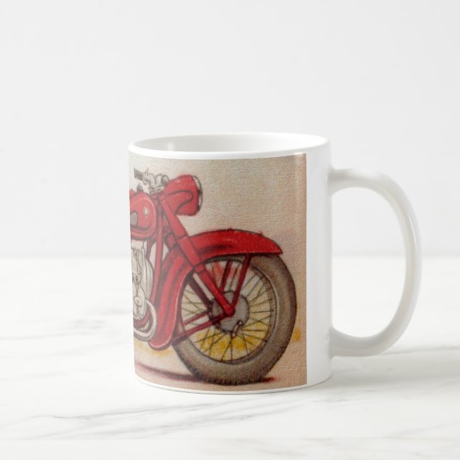 Vintage Red Motorcycle Coffee Mug (Right)