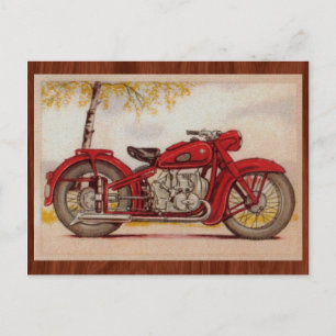 Vintage Red Motorcycle Postcard