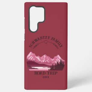 Vintage Red Mountain Lake Sunset Samsung Galaxy Case