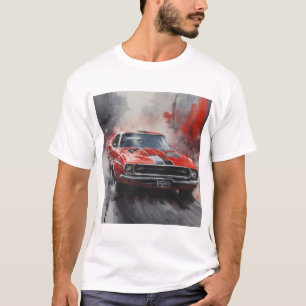 Vintage Red Muscle Car with silver stripe  T-Shirt