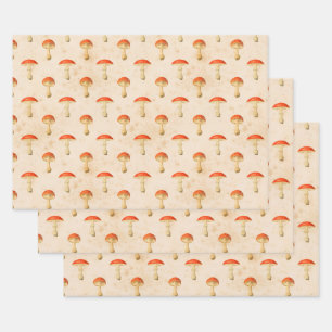 Vintage Red Mushrooms Wrapping Paper Sheet