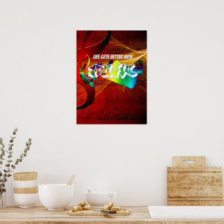 Vintage Red Musical Teacher Poster