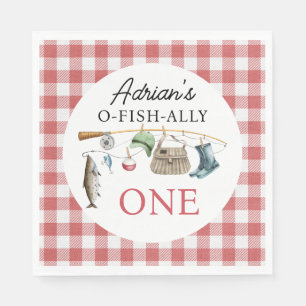 Vintage Red O-Fish-Ally One 1st Birthday  Napkin