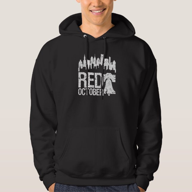 Vintage Red October Philly Philadelphia Skyline Ba Hoodie (Front)