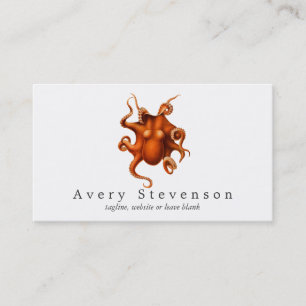 Vintage Red Octopus Marine Biology Nautical Business Card