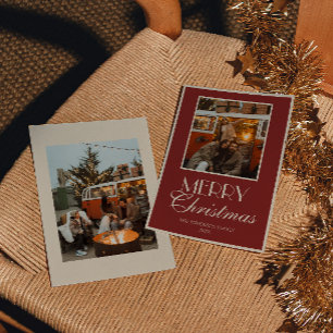 Vintage Red Old Money Classic Photo Christmas Holiday Card