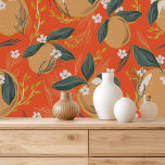 Vintage Red Orange And Leaves Pattern<br><div class="desc">Transform your space with our Elegant Vintage Floral and Leaves Pattern Peel and Stick Wallpaper. This classic design features intricate floral and leaf motifs that bring a touch of nature and timeless elegance to any room. Perfect for those who love vintage aesthetics, this wallpaper is easy to apply and remove,...</div>