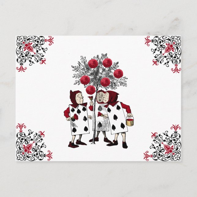 Vintage Red Painting the Roses Postcard (Front)