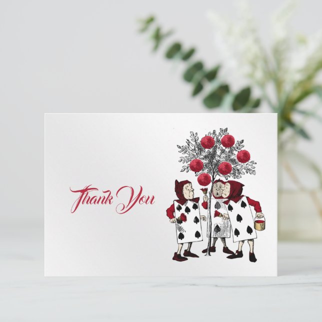 Vintage Red Painting the Roses Thank You Card (Standing Front)