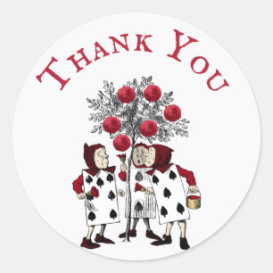 Vintage Red Painting the Roses Thank You Classic Round Sticker