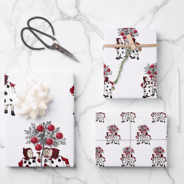 Vintage Red Painting the Roses Wrapping Paper Sheet (Front)