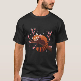 Vintage Red Panda Japanese Cherry Blossom Flower T-Shirt