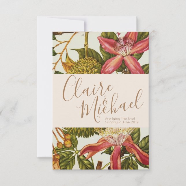 Vintage Red Passion Flower Wedding Invitation (Front)