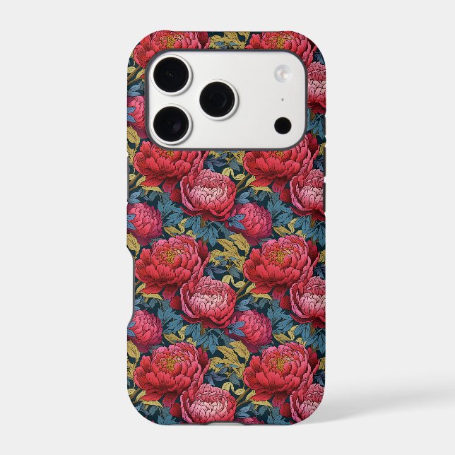Vintage Red Peony iPhone 17 Pro Tough Case (Back)