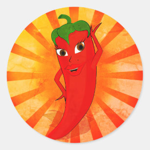Vintage Red Pepper Superstar Classic Round Sticker