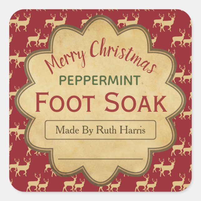 Vintage Red Peppermint Foot Soak Labels (Front)