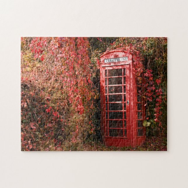 Vintage Red Phone Booth Jigsaw Puzzle (Horizontal)