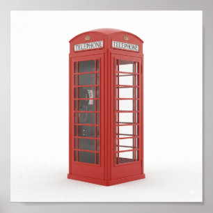 Vintage Red Phone Booth Poster