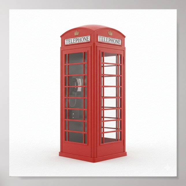 Vintage Red Phone Booth Poster (Front)