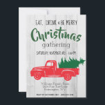 Vintage Red Pick Up Truck Christmas Invitation<br><div class="desc">Vintage Red Pick Up Truck Christmas Invitation is vintage with a touch of rustic. The red vintage pick up truck is carrying a fresh cut Christmas Tree. Invitation is easy to personalise and has a rustic wood background to give it a rustic flair. What a great, stylish way to invite...</div>