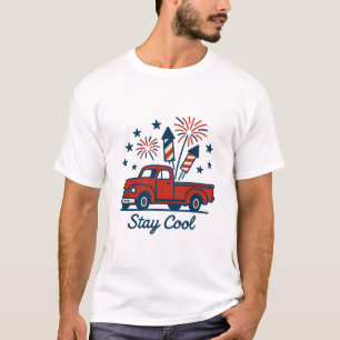 Vintage Red Pickup Truck with Fireworks – Est. 177 T-Shirt