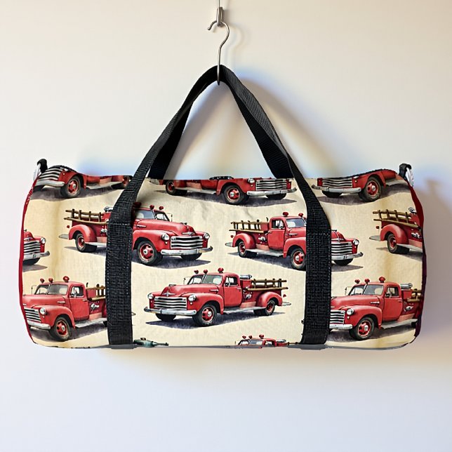Vintage Red Pickup Trucks Personalised Duffle Bag (Creator Uploaded)